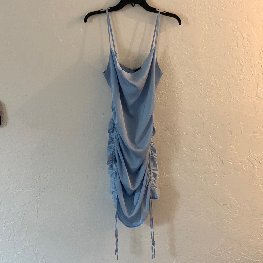 Blue satin dress